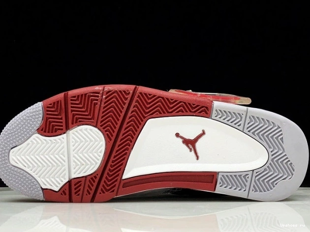 308497-160 Black White Air Jordan 4 Fire Red Men 0723